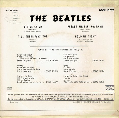 The Beatles - Little child, Till there was you (EP)